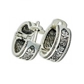 Серьги колечки из серебра "Виноградная лоза", арт. 46903