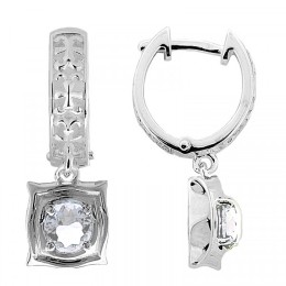 Православные серьги Спаси и сохрани голубой фианит 46911 