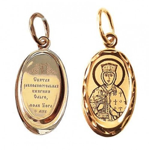 Золотая подвеска иконка Ольга 15889