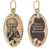 Золотой кулон (овал 22х15 mm) с иконой Матрона Московская для женщин, арт. 15994