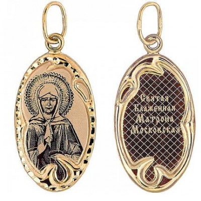 Золотой кулон с иконой Матрона Московская 15994