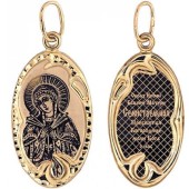 Золотая подвеска иконка Семистрельная Божья Матерь (овал 22х15 mm), арт. 15995
