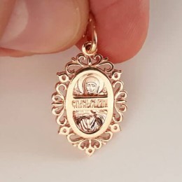 Золотая подвеска Матрона иконка с фианитами 16565