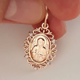 Золотая подвеска Матрона иконка с фианитами 16565