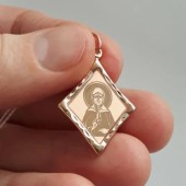 Золотая подвеска Матрона Московская икона нательная, арт. 16916