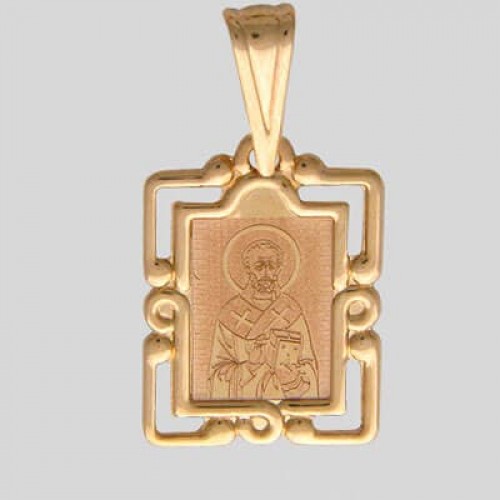 Подвеска золотая иконка Николай Чудотворец 17506