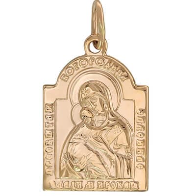 Подвеска золотая иконка Богородица Владимирская 18961