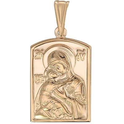 Подвеска золотая иконка Богородица Владимирская 18962