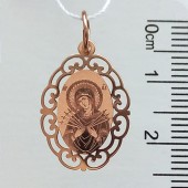 Золотая иконка подвеска Семистрельная  Божья Матерь (размер овала 18х13 мм), арт. 19062