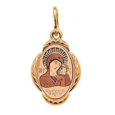 Золотая нательная икона Казанская Божья Матерь 16006