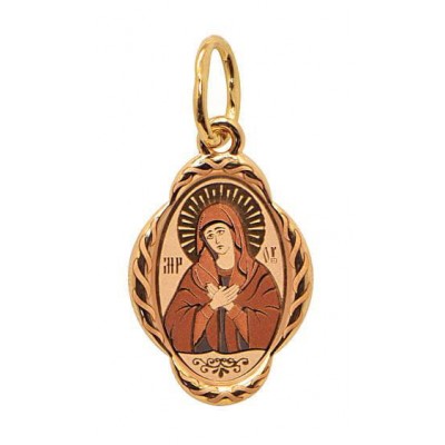 Золотая нательная икона Богородицы Умиление 32452
