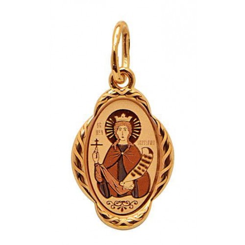 Золотая подвеска икона Екатерина нательная 32472