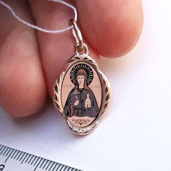 Золотая подвеска с именем иконка святая Ольга
