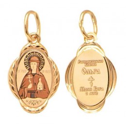 Золотая подвеска с именем иконка святая Ольга 32535