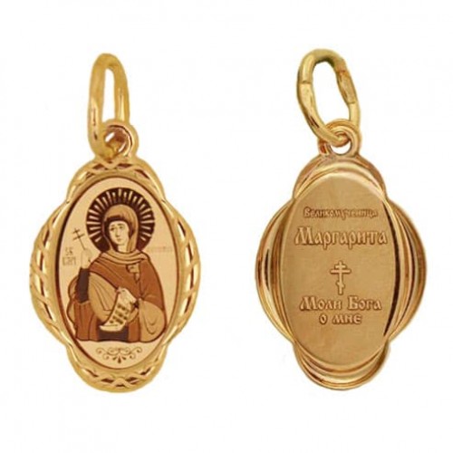 Золотая подвеска иконка святая Маргарита