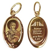 Золотая женская подвеска святая Татьяна (размер овала 17х11 мм), арт. 35938