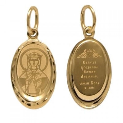Золотая подвеска икона святая Людмила 36477