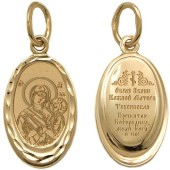 Золотая подвеска икона Тихвинская Божья Матерь, арт. 36709