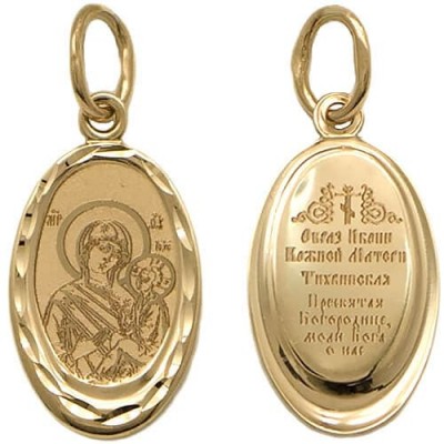 Золотая подвеска икона Тихвинская Богородица 36709