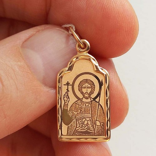 Золотая подвеска икона святой Виктор 36727