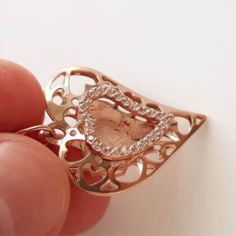 Золотой кулон сердце с иконой святая Ольга 41974