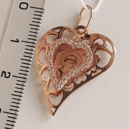 Золотой кулон сердце с иконой святая Ольга 41974