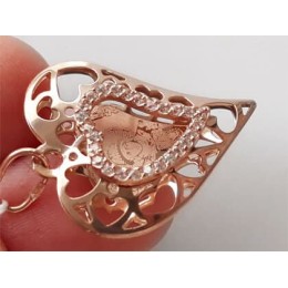 Золотой кулон сердце с иконой святая Ольга 41974