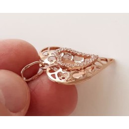 Золотой кулон сердце с иконой святая Ольга 41974