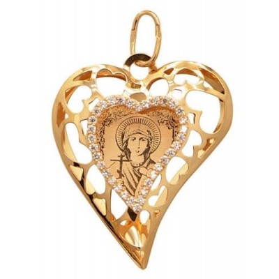 Золотой кулон сердце с иконой Наталия 41979