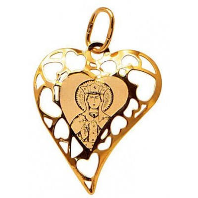 Золотой кулон сердце святая Александра 12029