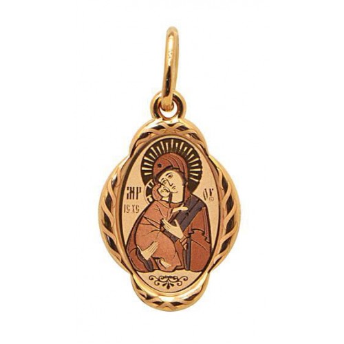 Золотая нательная иконка Владимирская Божия Матерь
