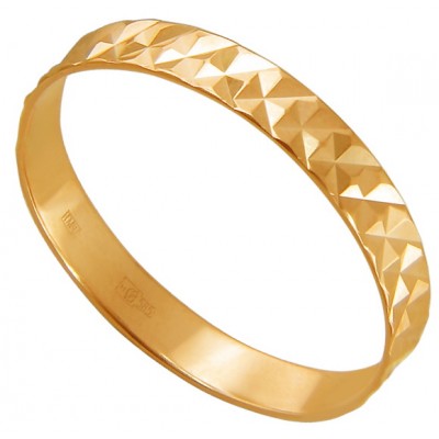 Золотое кольцо без камней с алмазной гранью 18749