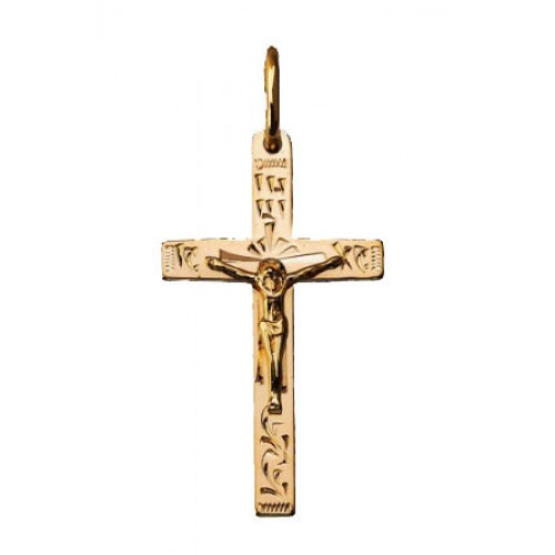 Православный крестик из золота 585 пробы нательный прямой 31253
