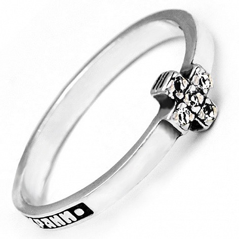 Кольцо серебряное с крестиком